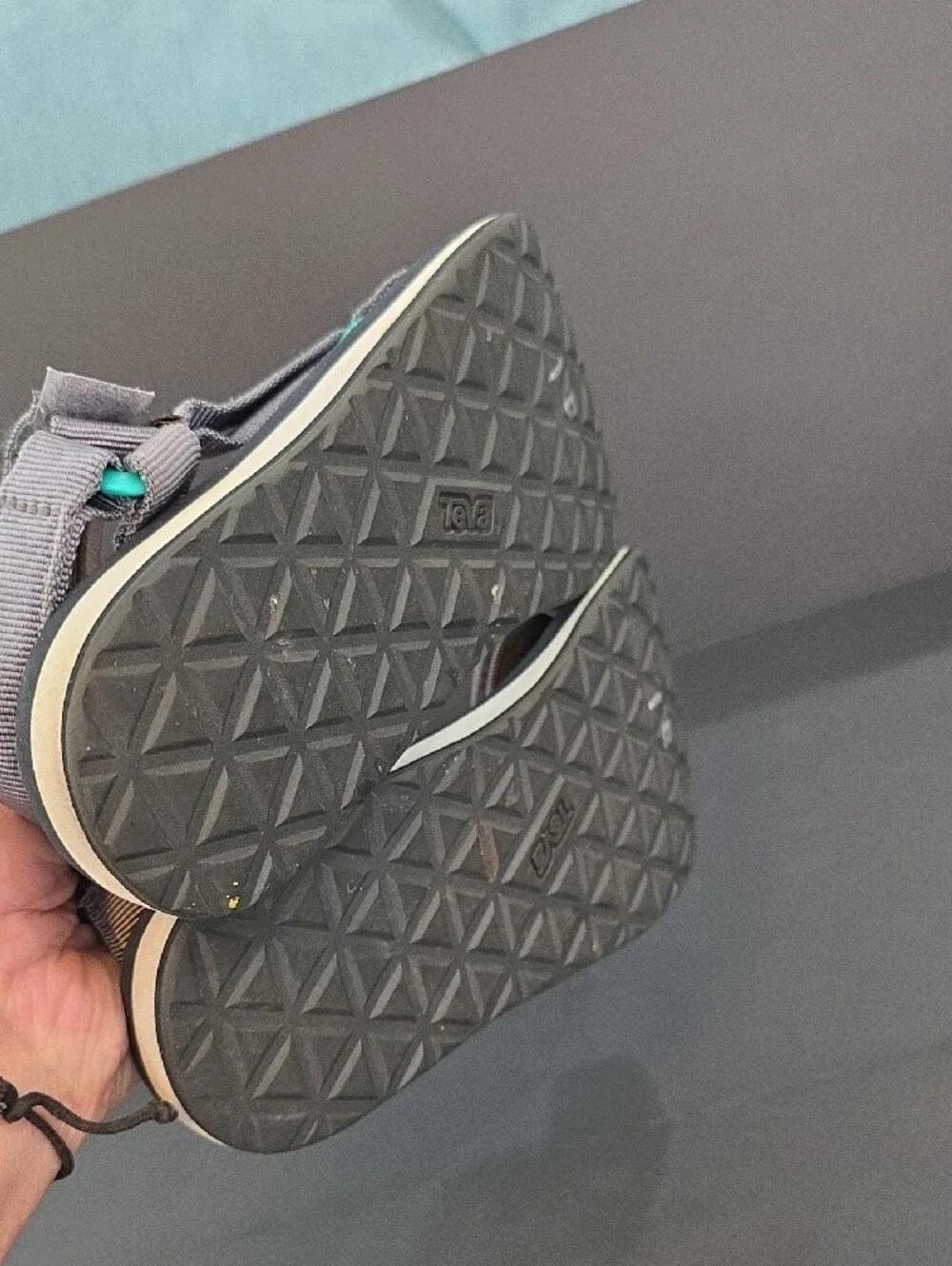 Teva Women's Gray Sandals with Teal Accents Size 10